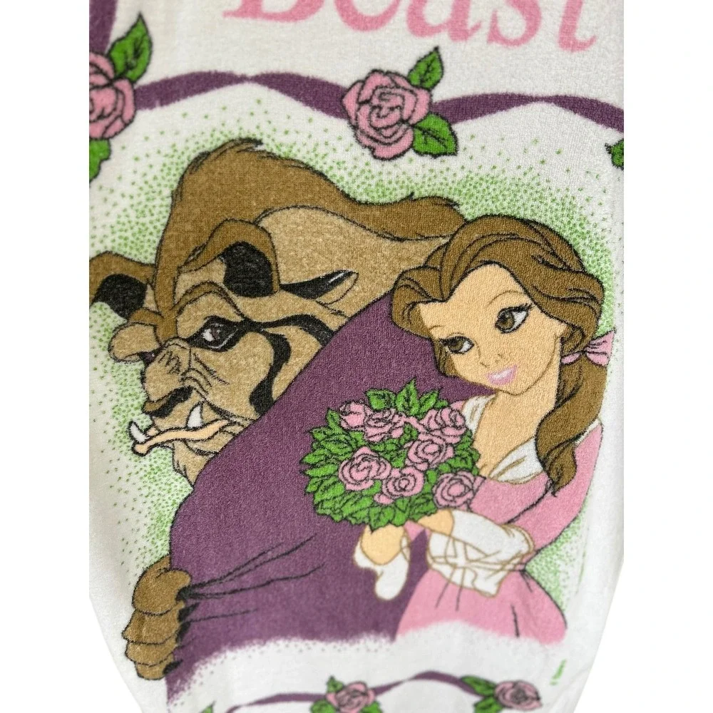 VTG 90s Disney Beauty and the Beast Princess Belle Beach Towel Kid core RARE